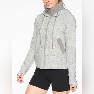 ATHLETA Victory Primaloft Women's Grey Hoodie Full Zip Jacket Size Medium